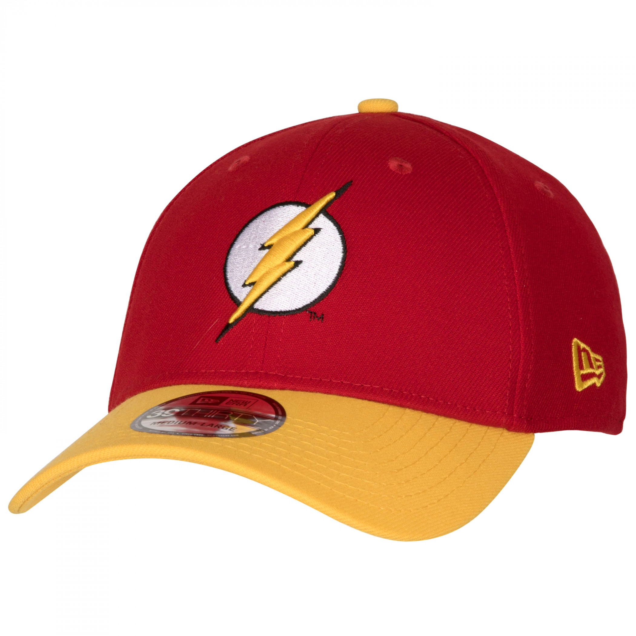 New Era The Flash Logo 39Thirty Fitted Hat - Black On Black Colorway, Officially Licensed DC Comics Cap