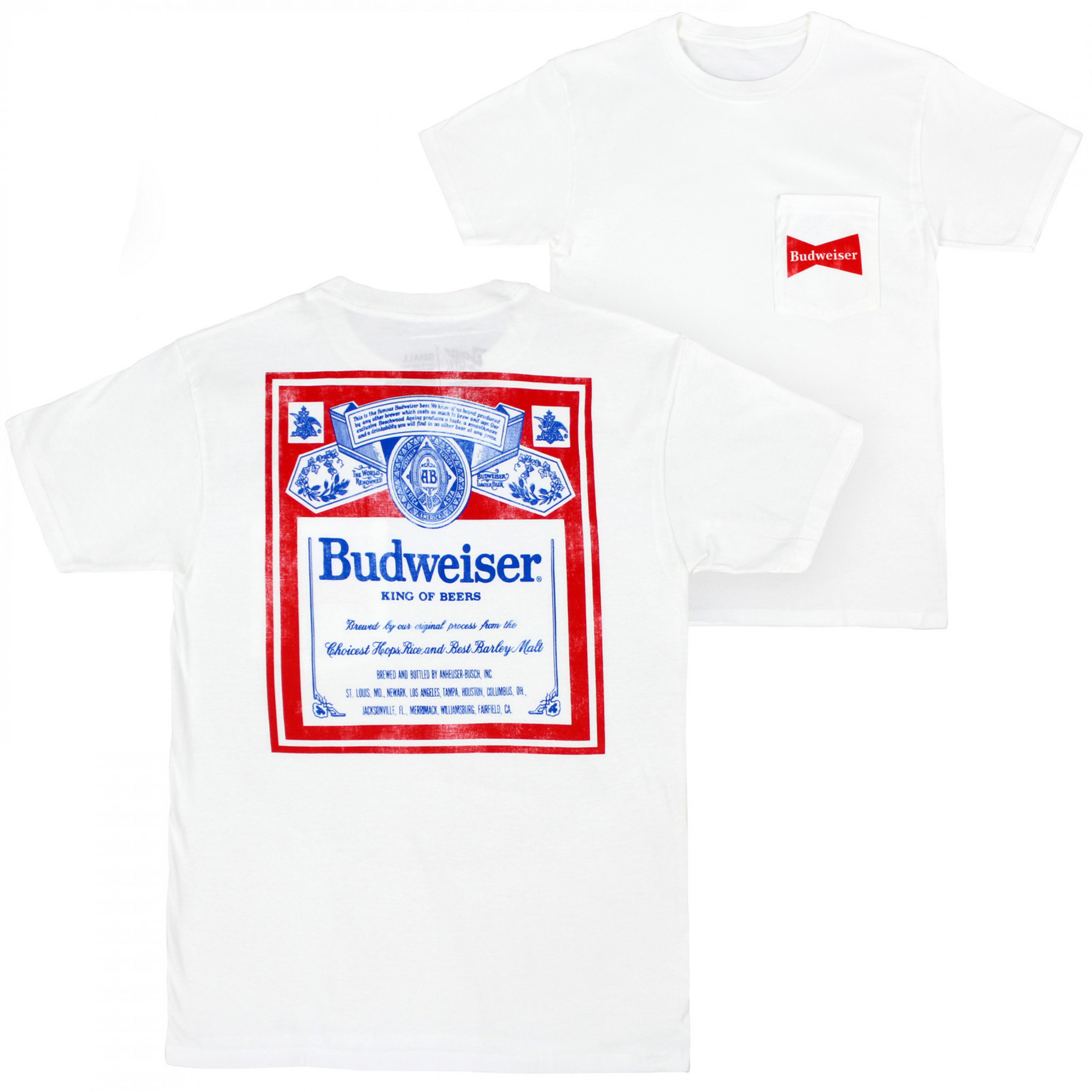 Budweiser Vintage Label Front and Back Pocket T-Shirt - West