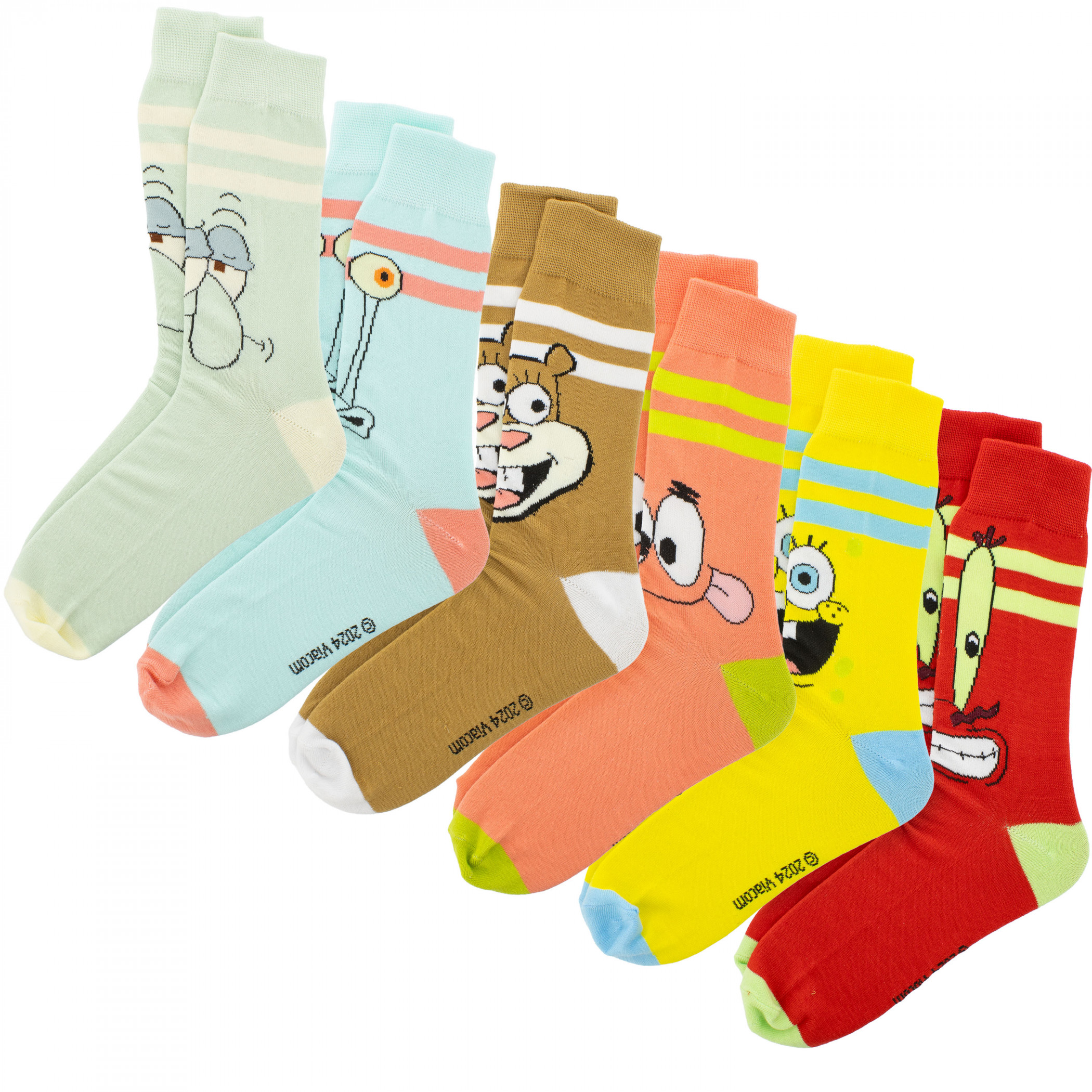 Product image 0 for SpongeBob SquarePants Characters 6-Pack Crew Socks