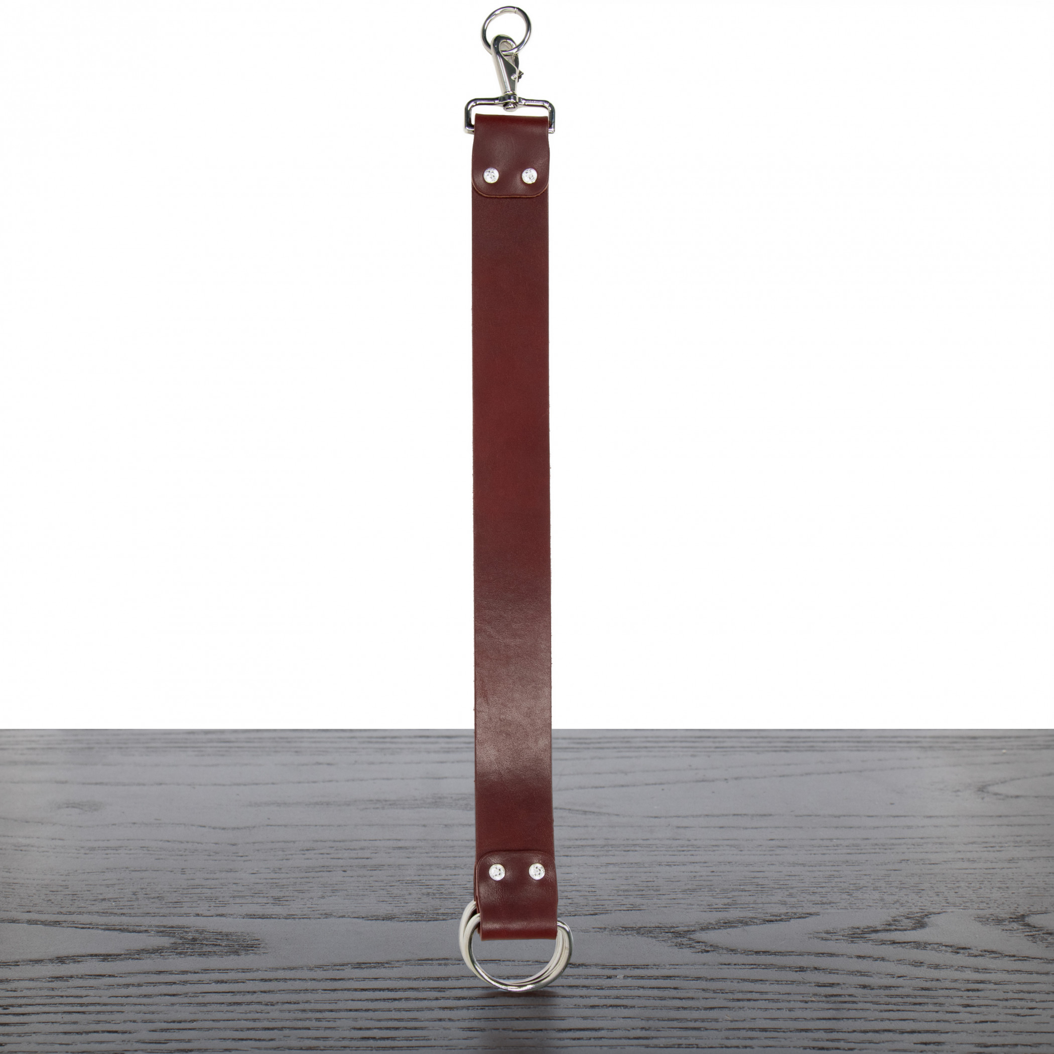 Product image 0 for WCS 2" Burgundy Latigo Leather Starter Strop with Nickel D-Rings