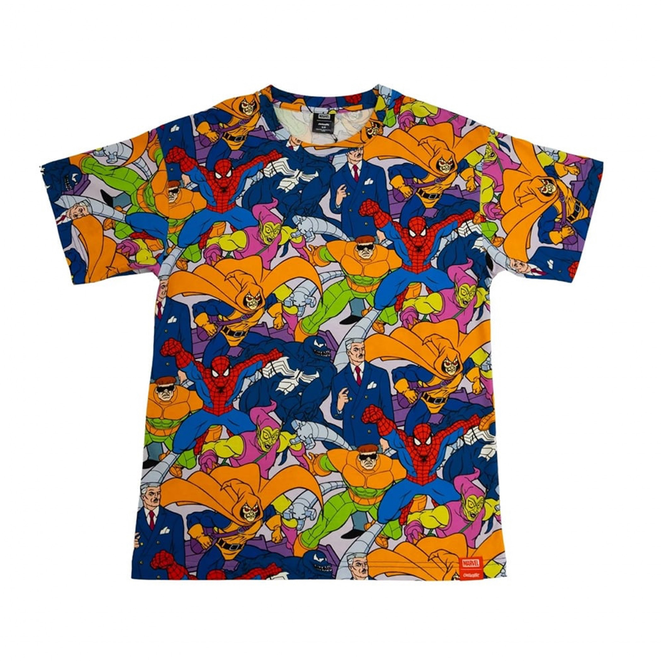 Spider-Man Cast of 90's Characters All Over Print T-Shirt