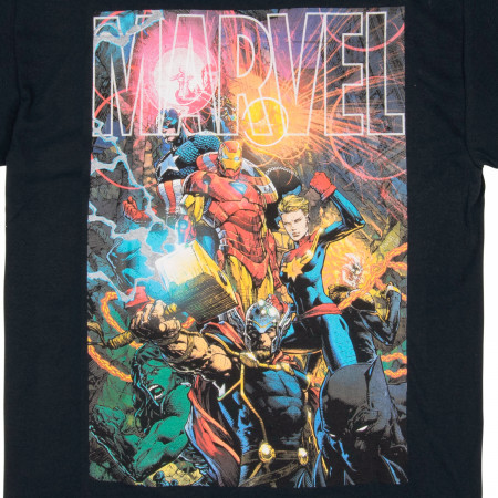 Product image 1 for Marvel Logo With Heroes Men's-T-Shirt