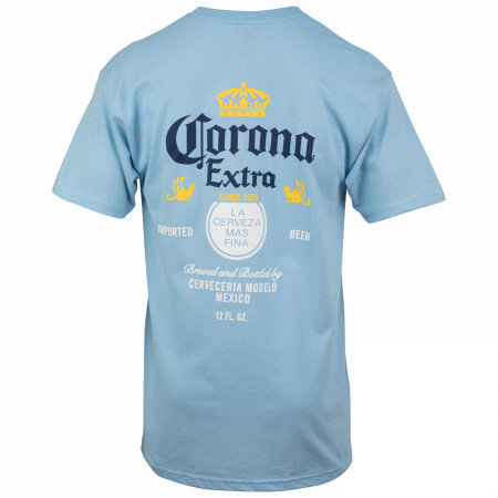 Corona Extra Label Light Blue Front and Back Print T-Shirt