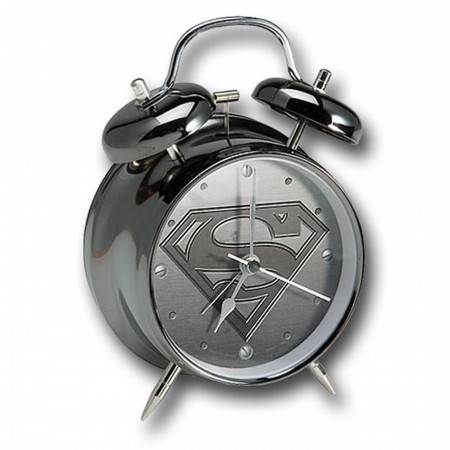 スーパーマン アラームクロック Superman Silver Alarm Clock - SuperHeroStuff