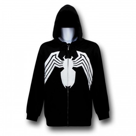 Venom Symbol Black Zip-Up Hoodie - SuperHeroStuff