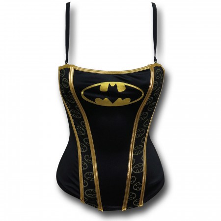 Batgirl Stretch Satin Women's Corset & Panty Set - SuperHeroStuff