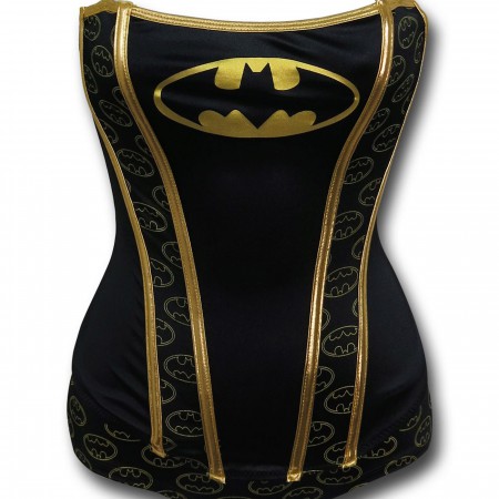 Batgirl Stretch Satin Women's Corset & Panty Set - SuperHeroStuff