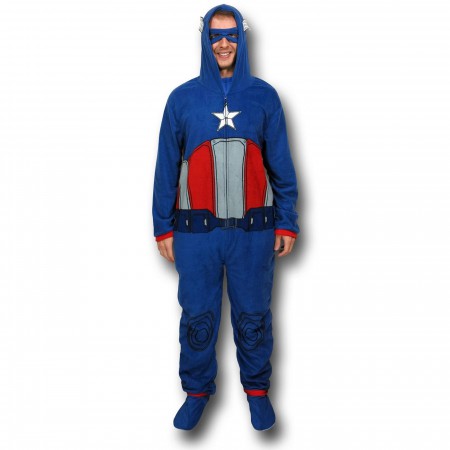 Captain America Fleece Costume Union Suit Pajamas SuperHeroStuff