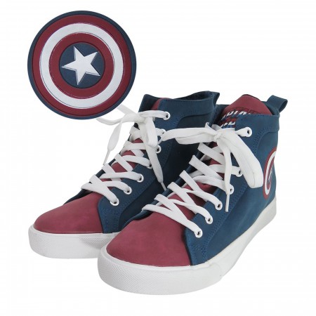 Captain America Shield Logo Men's High Top Sneakers - SuperHeroStuff
