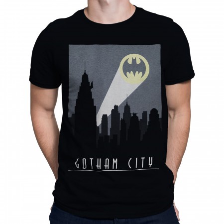 Batman Art Deco Gotham City Signal Men's T-Shirt SuperHeroStuff