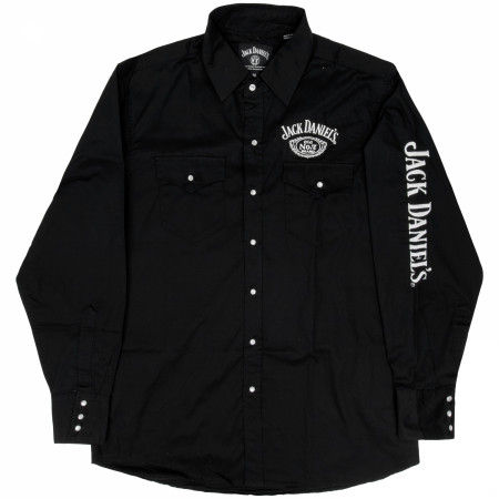 jack daniels long sleeve dress shirt Men's Long Sleeve Jack Daniel's Western Shirt Black / XL