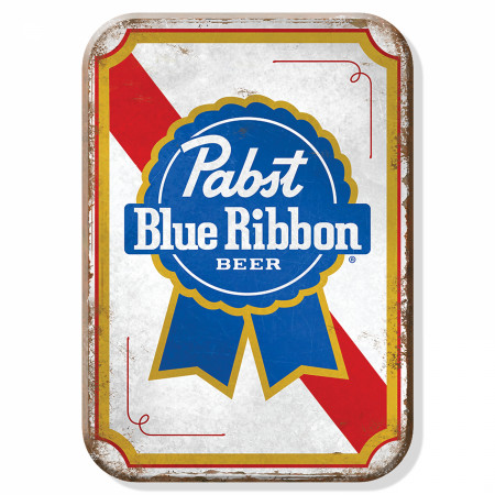 Pabst Blue Ribbon Worn Logo Tin Magnet - WearYourBeer