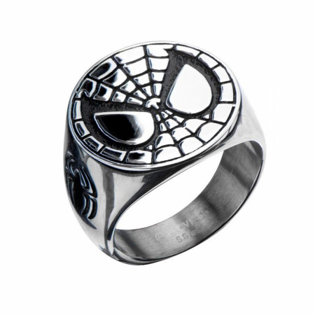 Spider-Man Face Stainless Steel Silver Ring - SuperHeroStuff