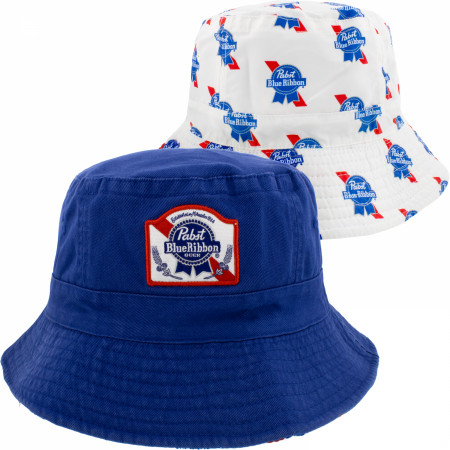 Pabst Blue Ribbon Logo Reversible Bucket Hat - WearYourBeer