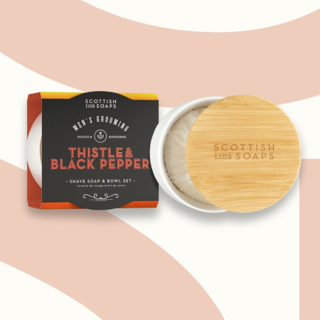 Product image 1 for Scottish Thistle & Black Pepper Shave Soap & Bowl Set,100 ml