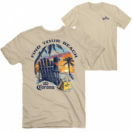 Corona Extra Label Light Blue Front and Back Print T-Shirt