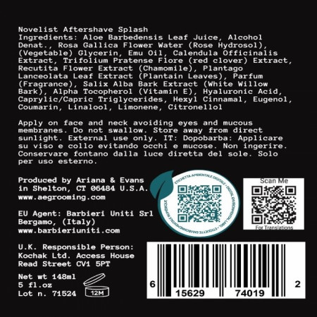 Product image 2 for Ariana & Evans Ultima After Shave Splash, The Novelist