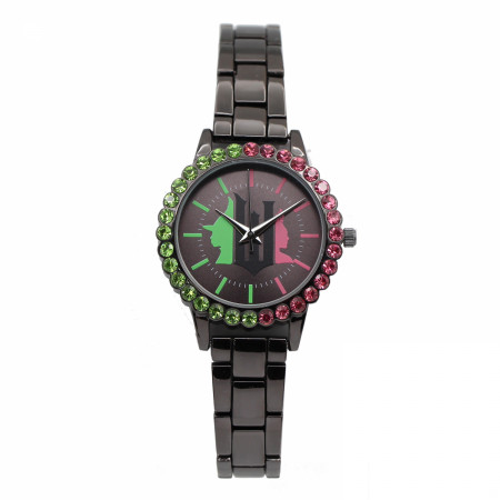 Wicked Analog Rhinestone-Rimmed Watch with Pink Band & W Charm Wicked Analog Pink and Gold Watch with Pink Band  main image 4