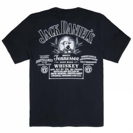T-shirt Uomo Jack Daniel's, 100% Cotone, Nera, Con Logo, Licenza Ufficiale