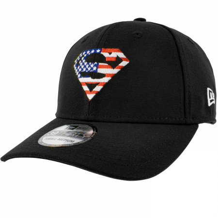Superman American Flag Logo Black Colorway New Era 39Thirty Fitted