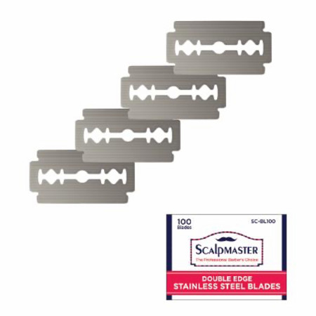 Product image 1 for Scalpmaster Double Edge Stainless Steel Razor Blades, 100-ct