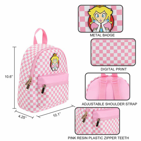 Product image 5 for Super Mario Princess Peach Checkered Mini Backpack