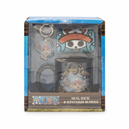 One Piece Wanted Dead or Alive Mug Sock and Key Chain Gift Set