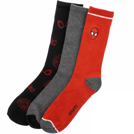 Spider-Man 3-Pack Mixed Logos Adult Crew Socks - SuperHeroStuff