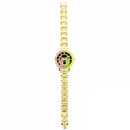 Product image 1 for Wicked Analog Rhinestone-Rimmed Watch with Gold Band