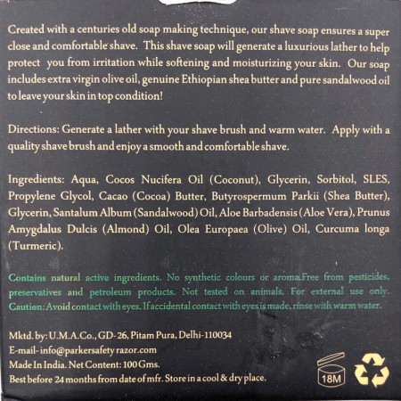 Product image 4 for Parker Sandalwood Shea Butter Travel Shaving Soap, in Bowl