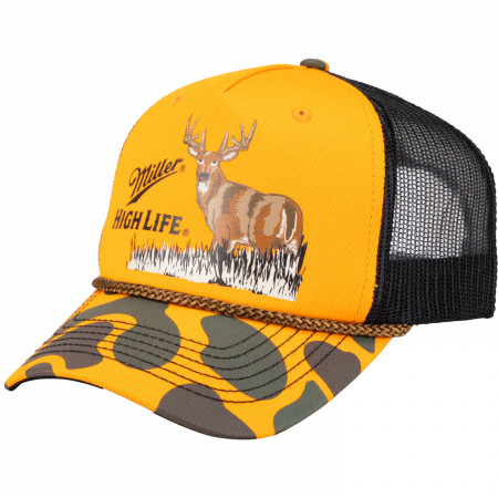 趣味・スポーツ・実用 John M. Miller Deer Camp Miller High Life Deer with Camo Print Snapback Hat - WearYourBeer