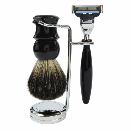 Product image 1 for GOLDDACHS Black & Silver 3-Piece Shaving Set