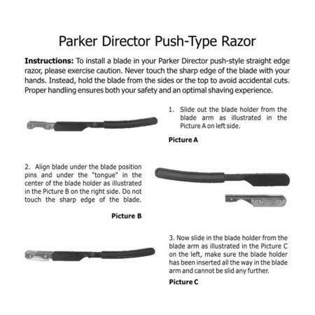Product image 3 for Parker Director Chrome Non Folding Straight Barber Razor