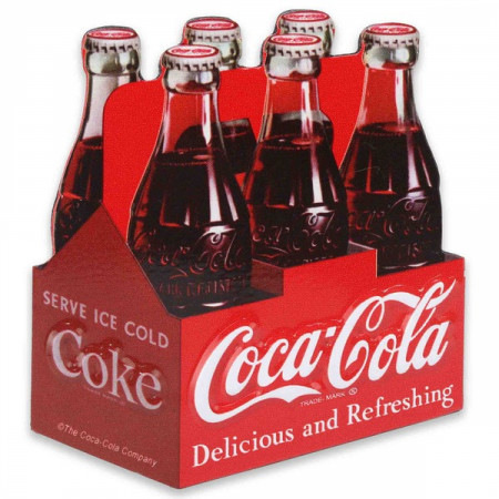 Coca-Cola Classic Six Pack Embossed Metal Magnet - WearYourBeer