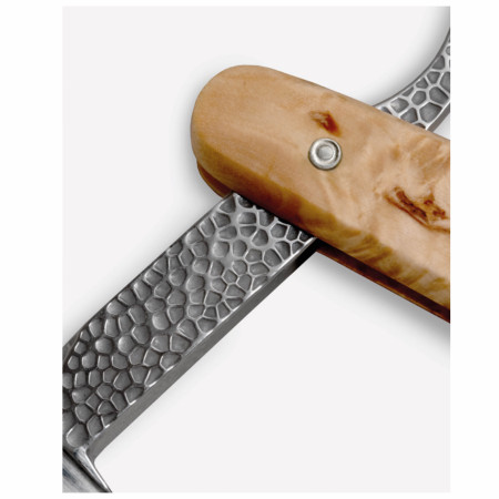 Product image 2 for G&F Hammerschlag Curly Birch Handled with Hammer Finish Straight Razor