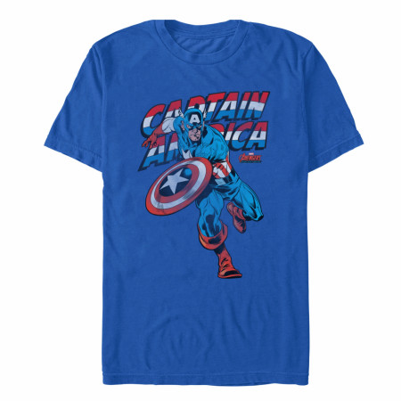 Captain America Distressed Shield Royal Blue T-Shirt - SuperHeroStuff