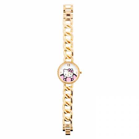 Hello Kitty Rose Gold Chunky Linked Band Analog Watch  display picture 1