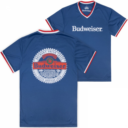 Budweiser Brewery Stamp Front and Back Contrast V-Neck Jersey