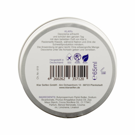 Product image 1 for KLAR Classic Deodorant Cream, 2.2 oz.