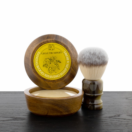 Geo F Trumper Sandalwood Shaving Soap in Wooden Bowl & Shaving Brush