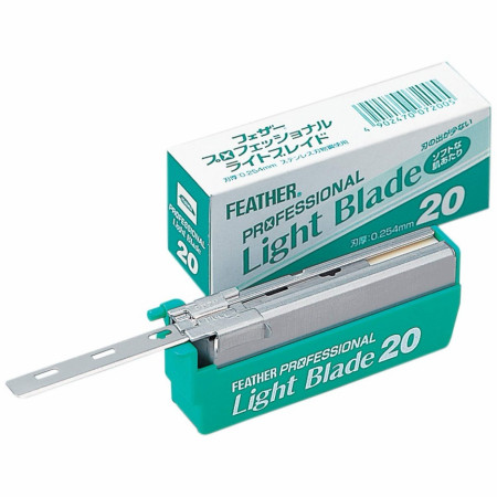 Product image 2 for Feather Professional "Light" Single Edge Straight Blade, 20-Pack