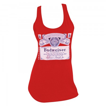 Budweiser Label Racerback Women's Red Tank Top - WearYourBeer
