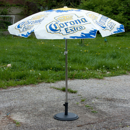 crown royal patio umbrella 9 ft Windproof  30 Push Button Tilt with Durable Polyester RIB HEXAGON TILT TYPE PUSH BUTTON FABRIC POLYESTER FABRIC CONNECTION CHANNEL Corona Extra Heavy Duty Vinyl