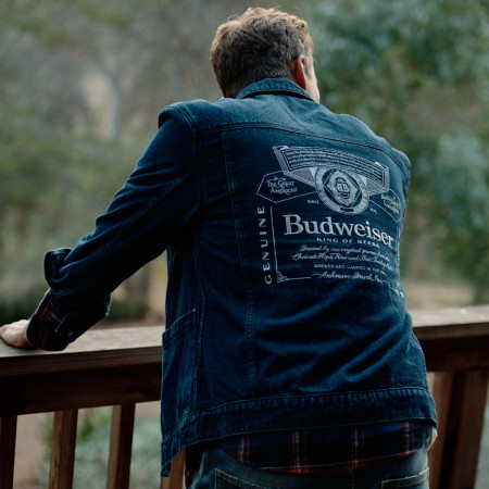 Budweiser King of Beers Dark Wash Trucker Jacket with Label