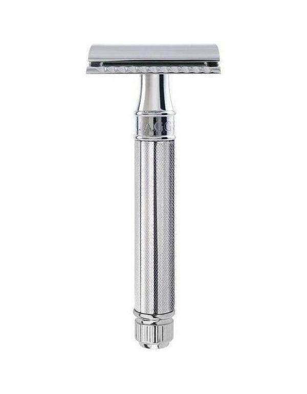Product image 2 for Edwin Jagger DE Safety Razor, 'Extra Grip' Handle, Knurled Chrome