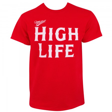 Miller High Life Text Logo Men's Red T-Shirt - WearYourBeer