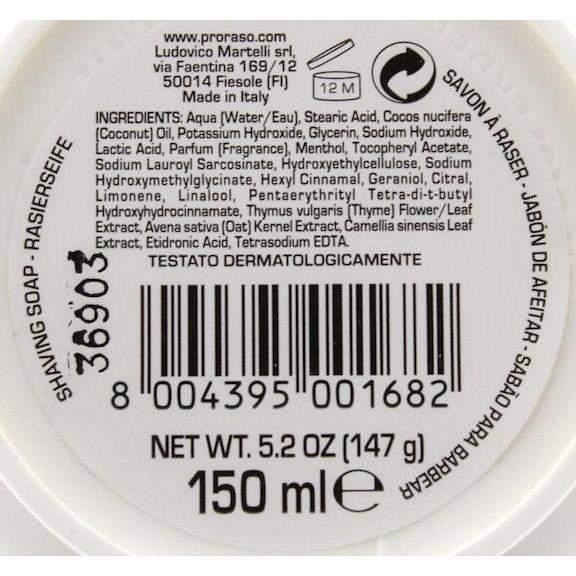 Product image 3 for Proraso Shaving Cream Soap, Green Tea & Oat, 150g Tub