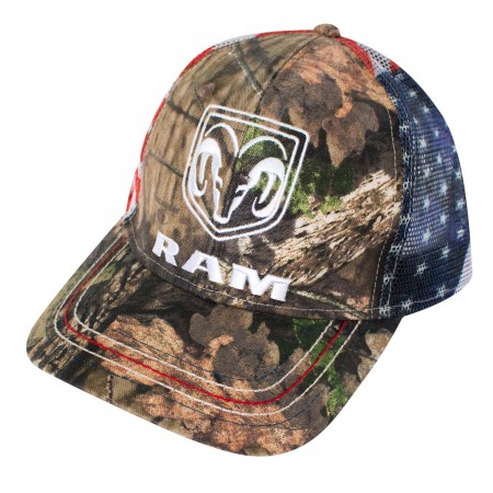 Dodge Ram American Flag Mesh Camo Hat WearYourBeer