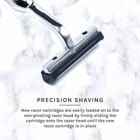 Product image 4 for Taconic Shave TWINHAN Chrome Cartridge Razor Handle (TRAC II Compatible)
