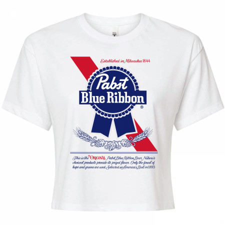 Pabst Blue Ribbon Logo Women's Crop Top T-Shirt - WearYourBeer